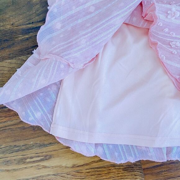 Peach Swiss Dot Ruffle Hem Dress, M - Picture 3 of 4